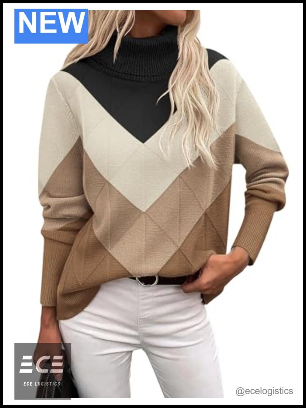 Women's Turtleneck Sweater Long Sleeve Chunky Knitted Pullover
